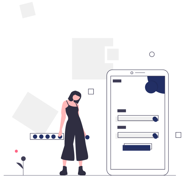 woman sorting requests into a virtual set of queues